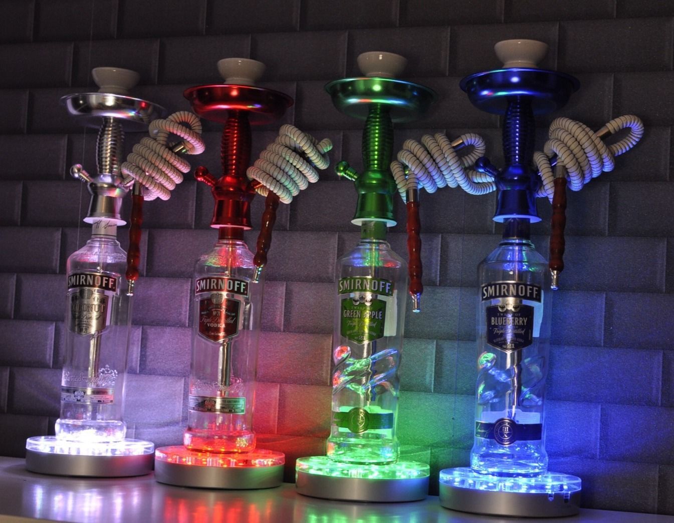 New High-End Hookah Lamp Holder 15cm Diameter Silver Shell Rechargeable Full Color Led Hookah Lamp