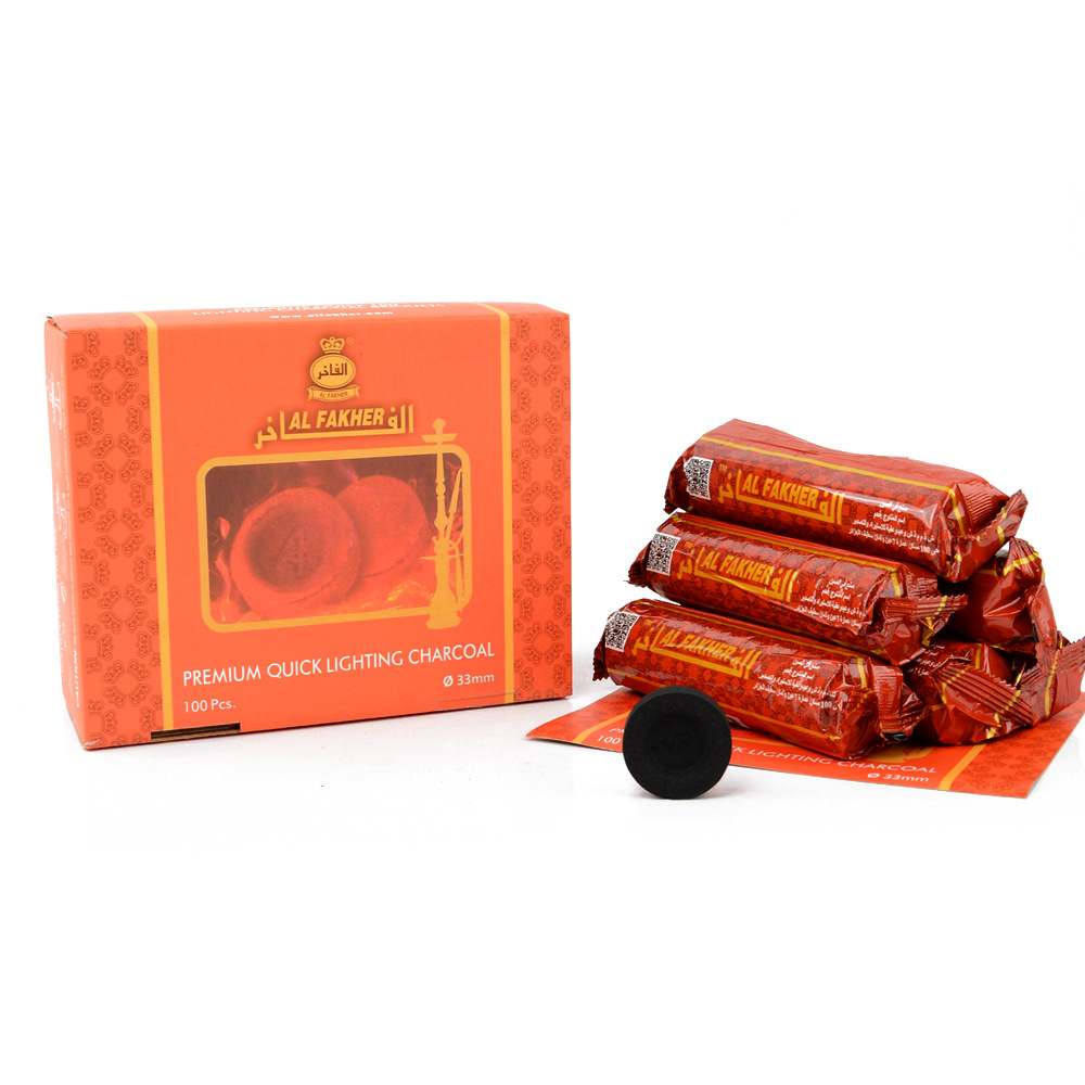 Manufacturer Arab Hookah Charcoal Cross-Border Supply Alpha Heshaoyan Artificial Carbon Fruit Tree round Charcoal Quick-Burning Charcoal