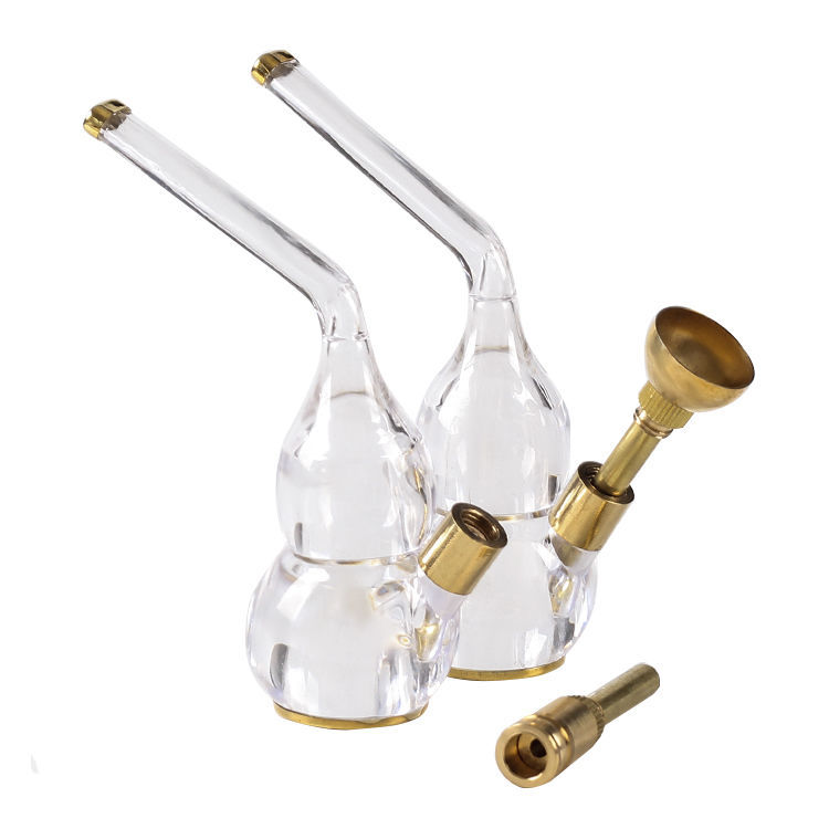 Brass Organic Glass Shisha Hookah Small-Bowled Long-Stemmed (Tobacco) Pipe Pipe Bag Glass Transparent Cigarette, Cut Tobacco Filter Dual-Purpose Hookah
