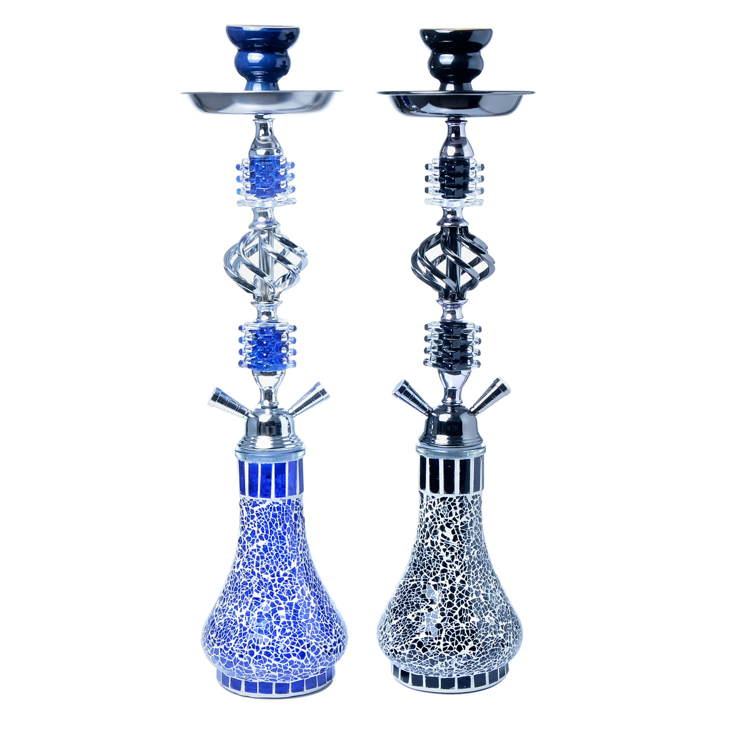 Cross-Border Supply Supply Arabic Hookah Glass Pot Double Pipe Hookah Set Finished Hookah Foreign Trade Shisha