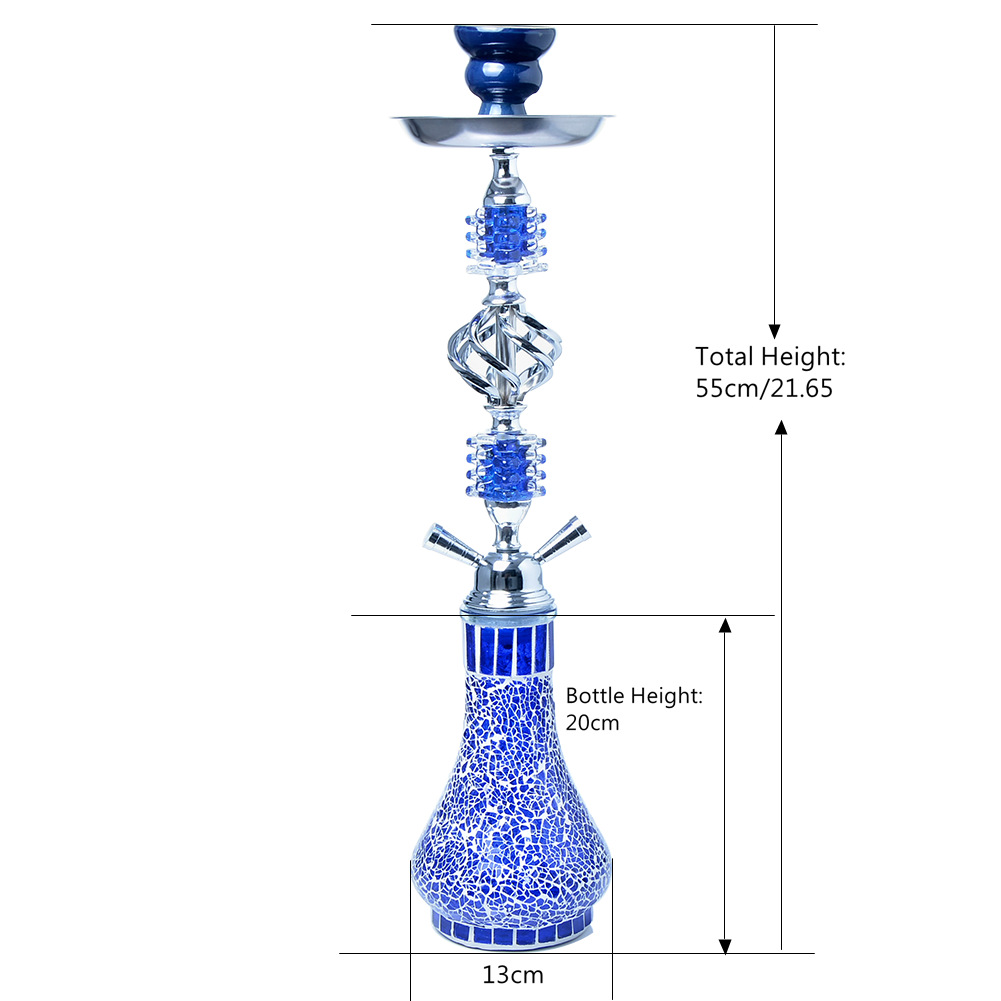 Cross-Border Supply Supply Arabic Hookah Glass Pot Double Pipe Hookah Set Finished Hookah Foreign Trade Shisha