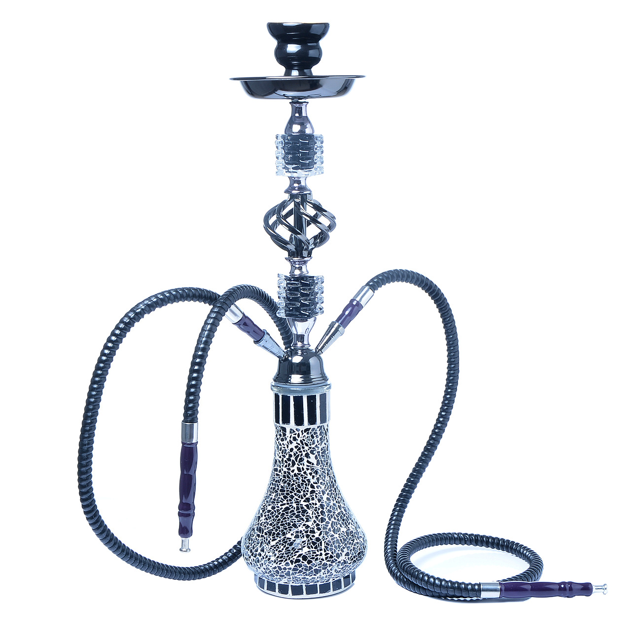 Cross-Border Supply Supply Arabic Hookah Glass Pot Double Pipe Hookah Set Finished Hookah Foreign Trade Shisha