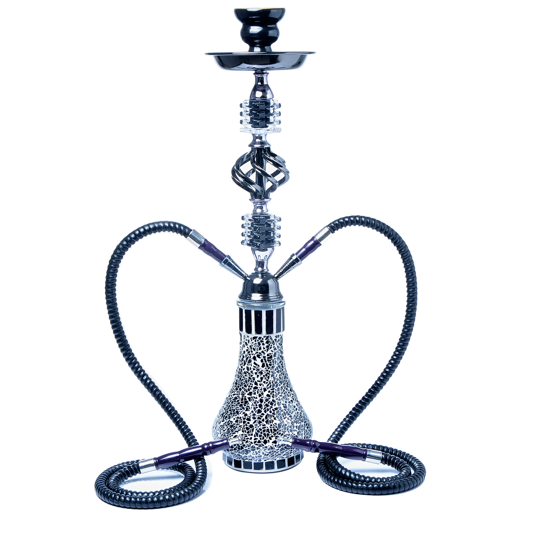 Cross-Border Supply Supply Arabic Hookah Glass Pot Double Pipe Hookah Set Finished Hookah Foreign Trade Shisha