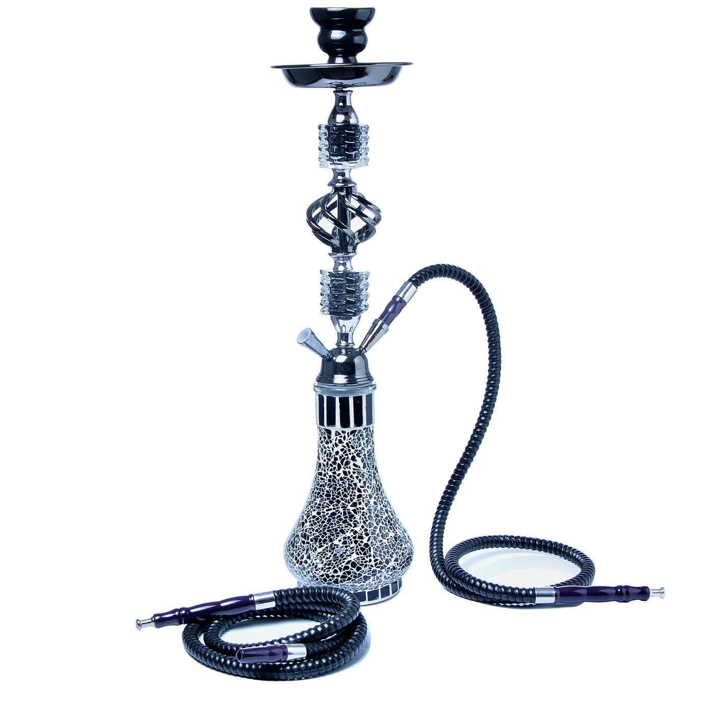 Cross-Border Supply Supply Arabic Hookah Glass Pot Double Pipe Hookah Set Finished Hookah Foreign Trade Shisha
