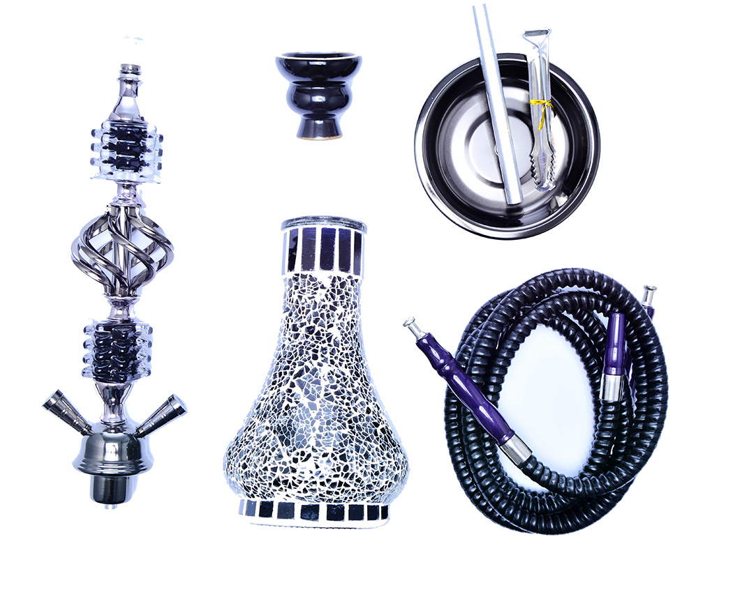 Cross-Border Supply Supply Arabic Hookah Glass Pot Double Pipe Hookah Set Finished Hookah Foreign Trade Shisha