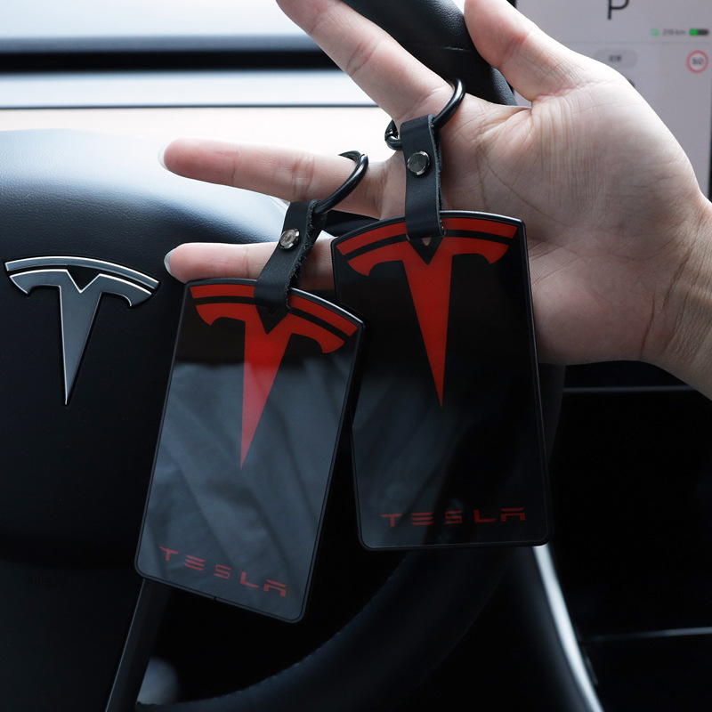 Applicable to Tesla MODEL3 Mirror Card Key Case Glass Key Ring Protection Card Case Car Key Case