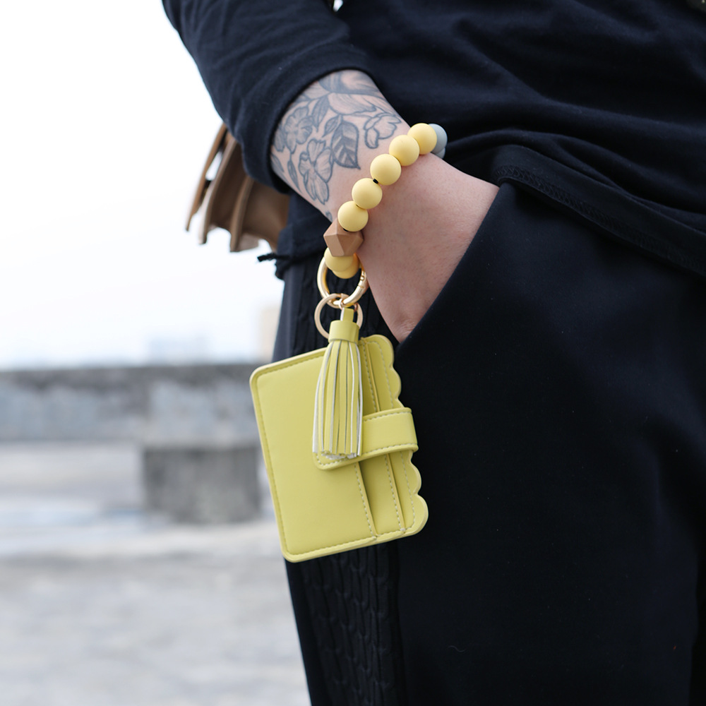 Bracelet Wrist Keychain Foreign Trade Amazon Pu Tassel Card Bag Silicone Fashion Bracelet Bracelet Key Ring Bracelet Wrist Keychain Foreign Trade Amazon Pu Tassel Card Bag Silicone Fashion Bracelet Bracelet Key Ring