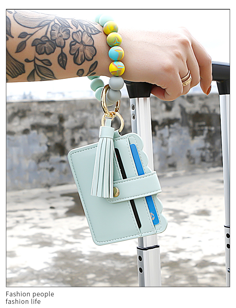 Bracelet Wrist Keychain Foreign Trade Amazon Pu Tassel Card Bag Silicone Fashion Bracelet Bracelet Key Ring Bracelet Wrist Keychain Foreign Trade Amazon Pu Tassel Card Bag Silicone Fashion Bracelet Bracelet Key Ring