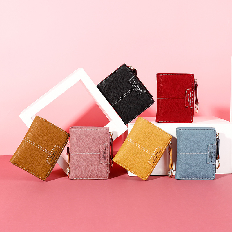 Yue Qikai 2019 Women&#039;s Wallet Multiple Card Slots Key Chain Coin Purse Female Korean Style Solid Color Short Women&#039;s Wallet