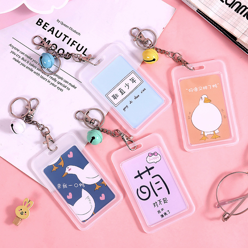 1549 Transparent Bus Card Cover Protective Cover Access Control Student Fresh Keychain Creative Campus Cute Meal Card