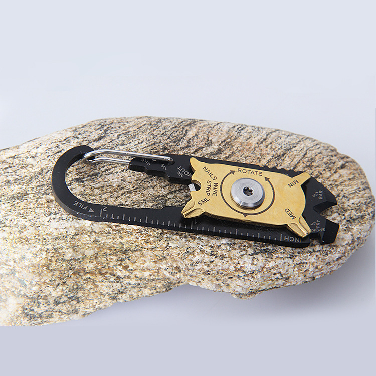 Camping Tool Card 20in1 Stainless Steel Combination Portable EDC Portable Keychain Deformation Climbing Button Carabiner