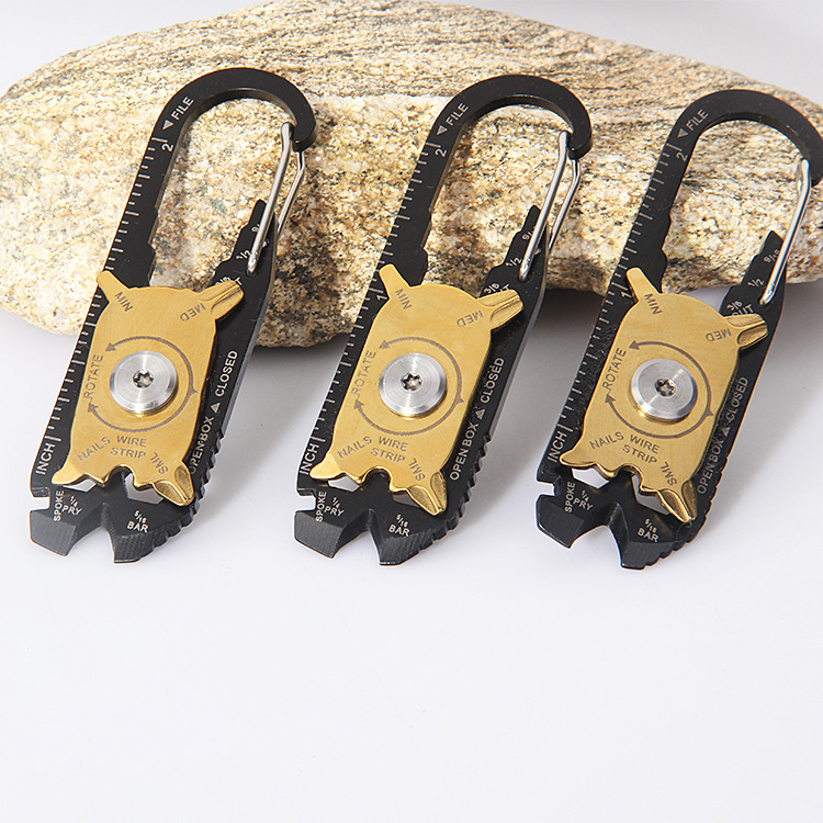 Camping Tool Card 20in1 Stainless Steel Combination Portable EDC Portable Keychain Deformation Climbing Button Carabiner