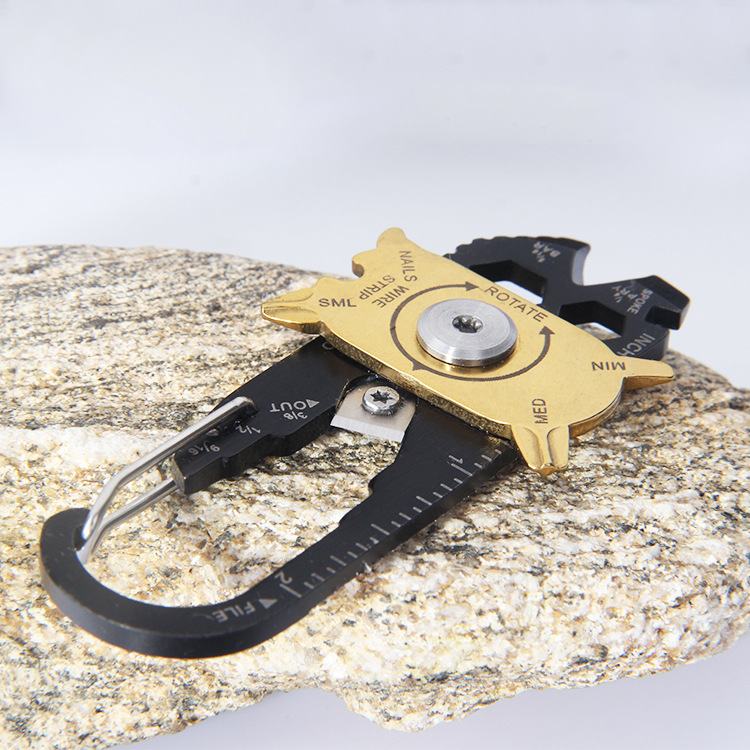 Camping Tool Card 20in1 Stainless Steel Combination Portable EDC Portable Keychain Deformation Climbing Button Carabiner