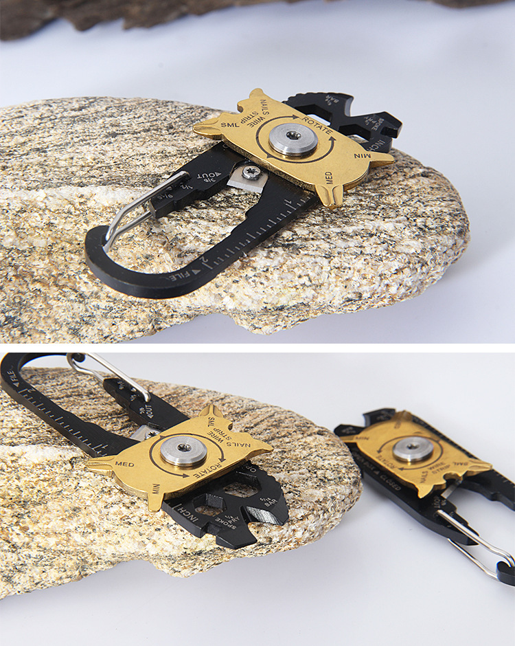 Camping Tool Card 20in1 Stainless Steel Combination Portable EDC Portable Keychain Deformation Climbing Button Carabiner Camping Tool Card 20in1 Stainless Steel Combination Portable EDC Portable Keychain Deformation Climbing Button Carabiner