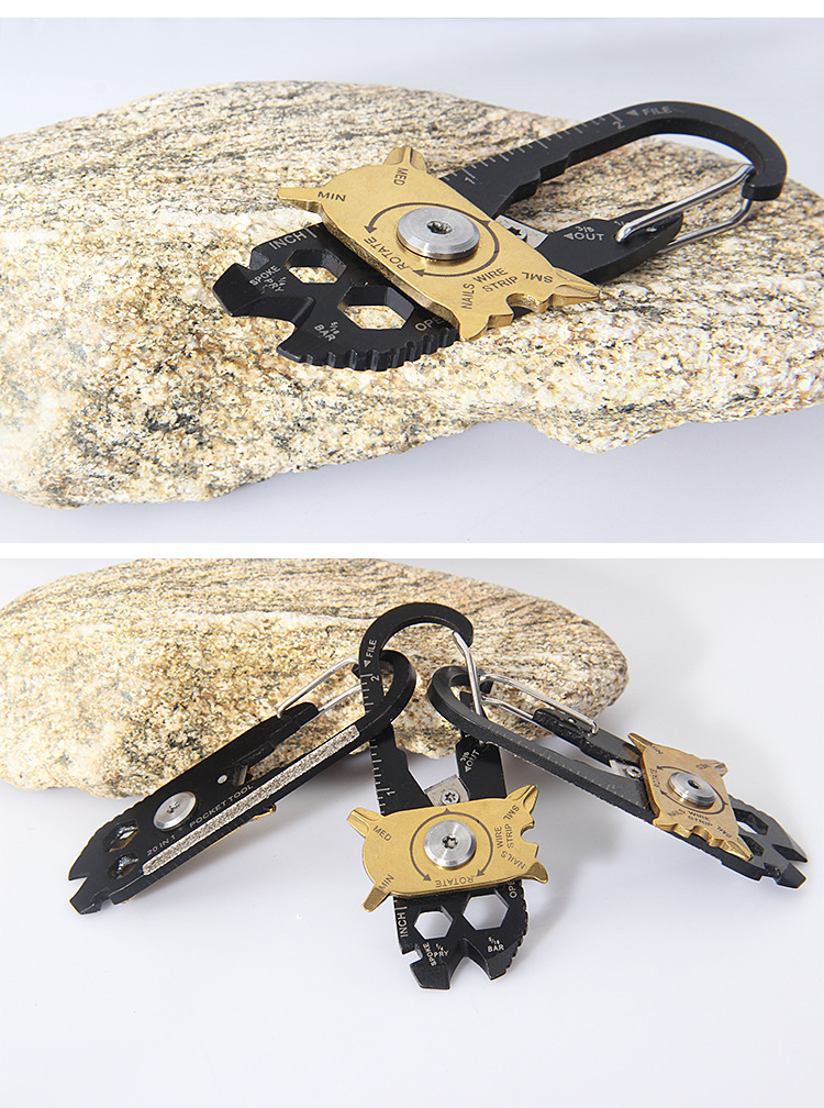 Camping Tool Card 20in1 Stainless Steel Combination Portable EDC Portable Keychain Deformation Climbing Button Carabiner Camping Tool Card 20in1 Stainless Steel Combination Portable EDC Portable Keychain Deformation Climbing Button Carabiner