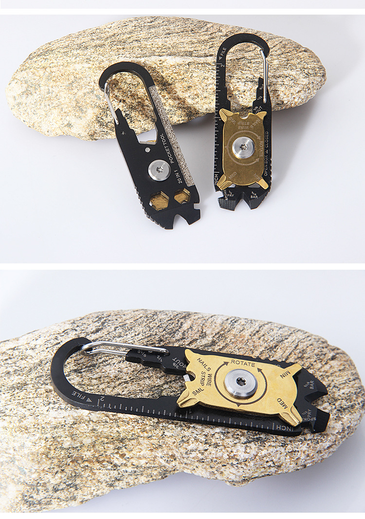 Camping Tool Card 20in1 Stainless Steel Combination Portable EDC Portable Keychain Deformation Climbing Button Carabiner Camping Tool Card 20in1 Stainless Steel Combination Portable EDC Portable Keychain Deformation Climbing Button Carabiner