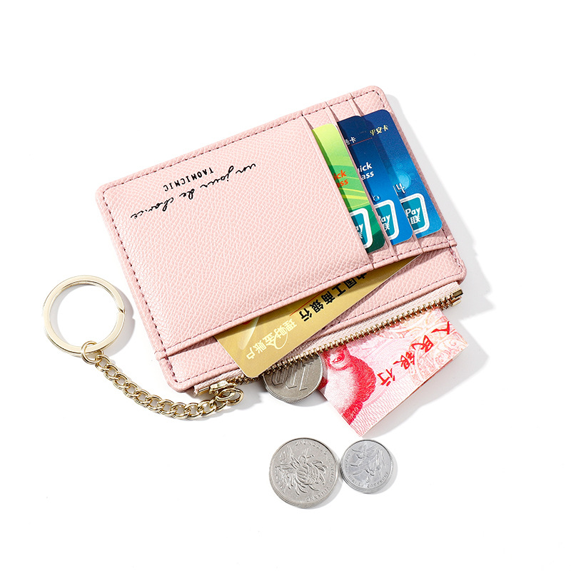 Cassim Paragraph Zipper Lady Purse Korean Version of the Mini Keychain Small Purse Multiple Card Slots Card Wallet