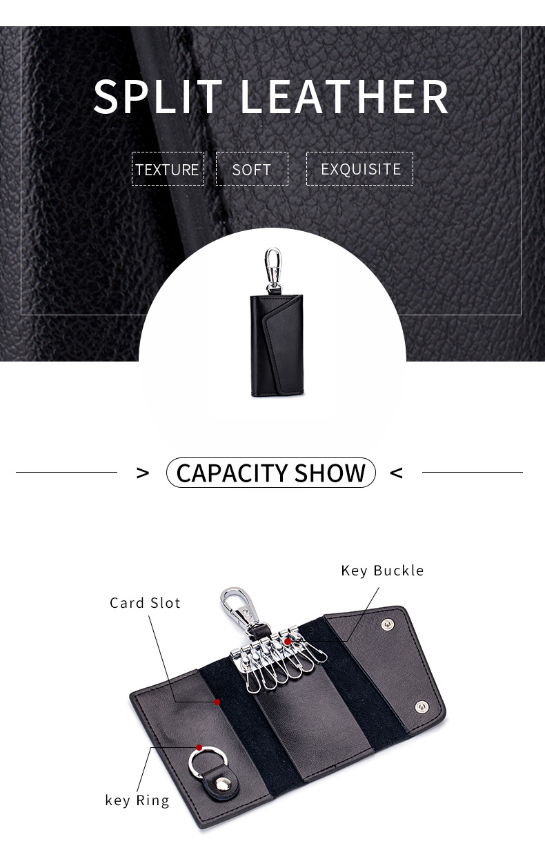 Fashion Simple Multifunctional Car Key Case Men's Genuine Leather Large Capacity Cowhide Women's Key Bag New Card Holder Fashion Simple Multifunctional Car Key Case Men's Genuine Leather Large Capacity Cowhide Women's Key Bag New Card Holder