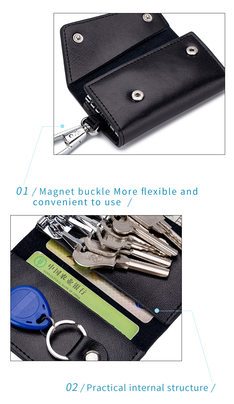Fashion Simple Multifunctional Car Key Case Men's Genuine Leather Large Capacity Cowhide Women's Key Bag New Card Holder Fashion Simple Multifunctional Car Key Case Men's Genuine Leather Large Capacity Cowhide Women's Key Bag New Card Holder