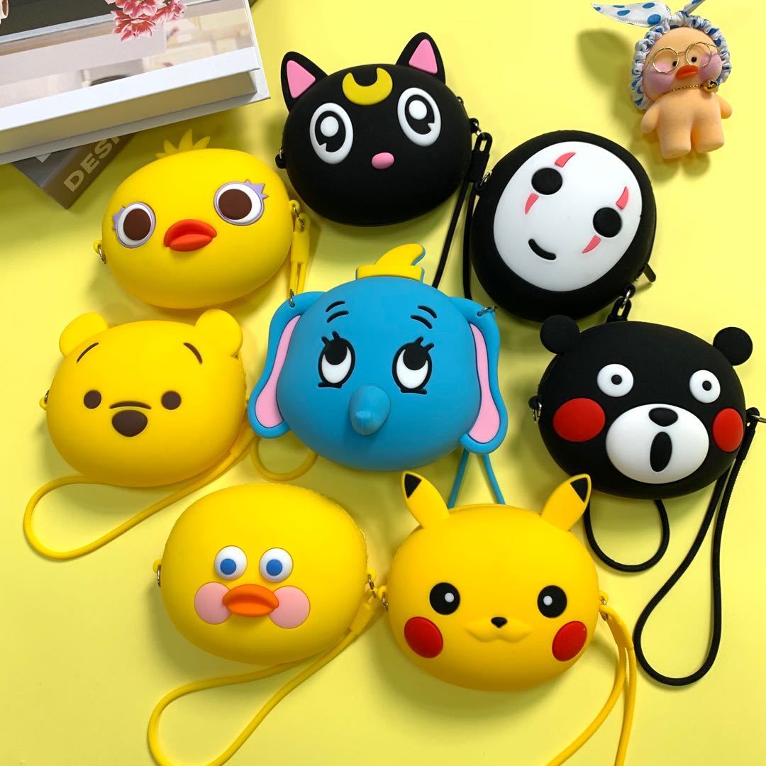 Stall Hot Supply Quncle Cartoon Mickey Pikachu Silica Gel Card Holder Girls Coin Purse
