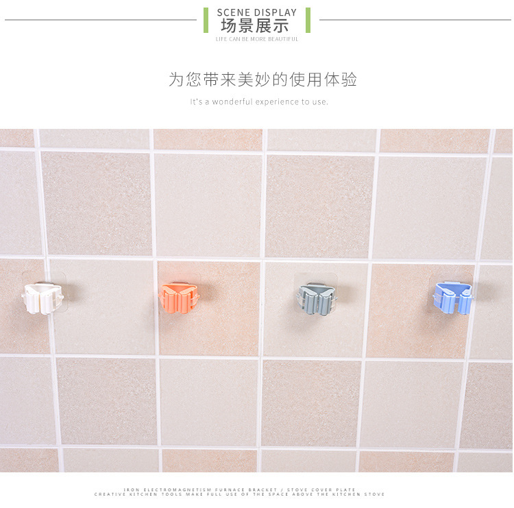 Factory Direct Sales No Punching Hang Mop Rack Hook Bathroom Bathroom Adhesive Hook Broom Hanging Non-Marking Mop Clip Factory Direct Sales No Punching Hang Mop Rack Hook Bathroom Bathroom Adhesive Hook Broom Hanging Non-Marking Mop Clip