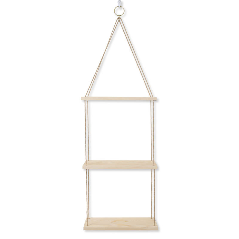 Factory Wall Decorations Hang Rope Storage Rack Flower Pot Storage Rack Nordic Wall Hanging Wooden Hanging Ornaments
