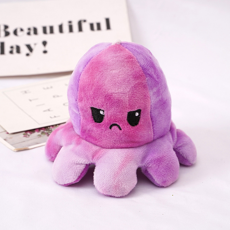 Export Cute Flip Printing and Dyeing Small Octopus Schoolbag Pendant Couple Keychain Plush Hang Decorations Doll Creative Doll