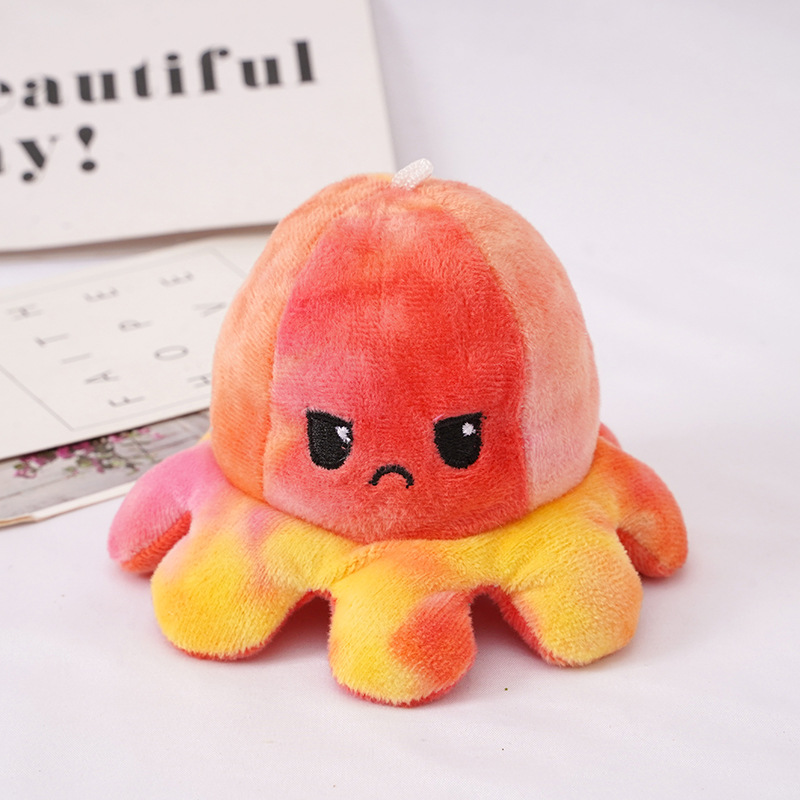 Export Cute Flip Printing and Dyeing Small Octopus Schoolbag Pendant Couple Keychain Plush Hang Decorations Doll Creative Doll