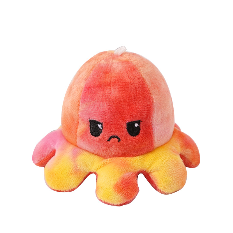 Export Cute Flip Printing and Dyeing Small Octopus Schoolbag Pendant Couple Keychain Plush Hang Decorations Doll Creative Doll