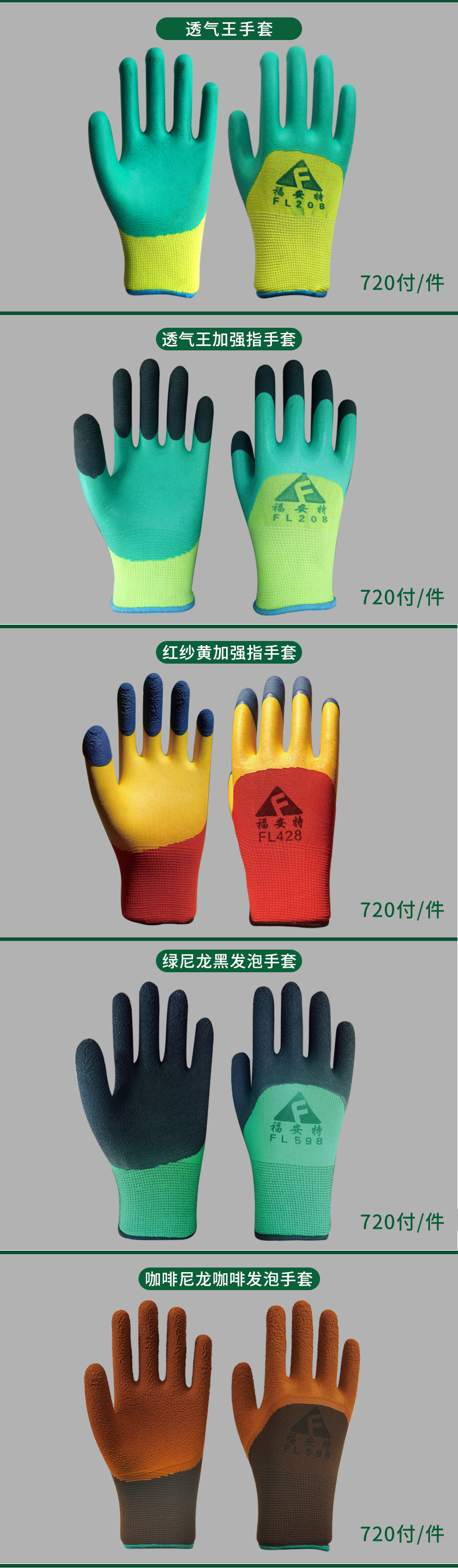 gloves fuante wear resistant skidproof labor protection line wrinkled hang glue dip gum department butyronitrile gloves