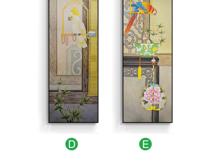 The new Chinese style sofa background wall four couplet hang a picture of The traditional Chinese painting of The living room in The living room ofa picture of The frame decoration.