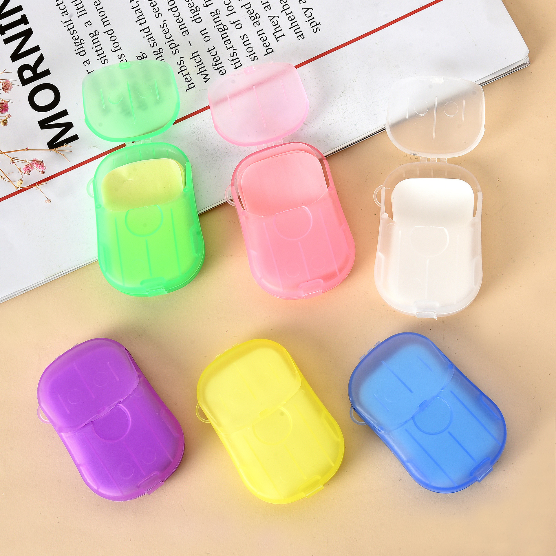 Disposable Portable Hand Washing Tablets Soap Flake Soap Slice Travel Product Paper Soap Cleaning 20 PCs Mouse Box