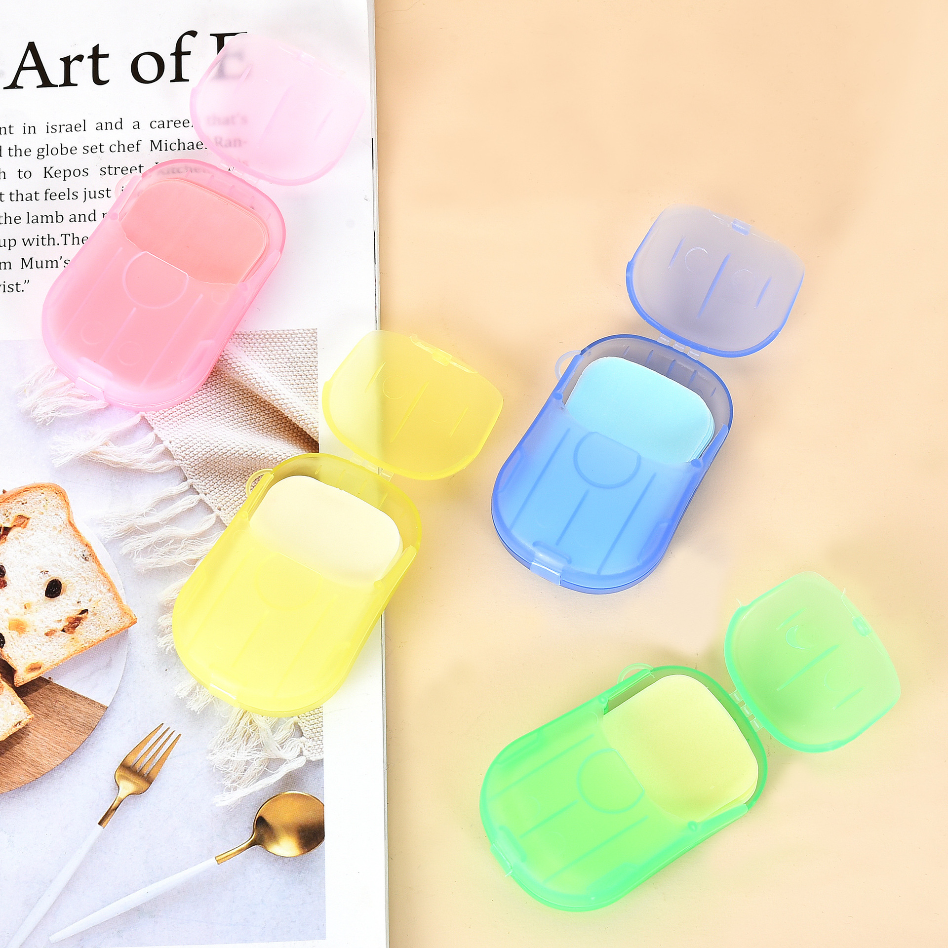 Disposable Portable Hand Washing Tablets Soap Flake Soap Slice Travel Product Paper Soap Cleaning 20 PCs Mouse Box