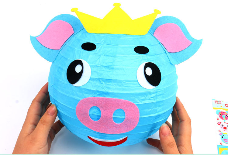 New Year Children's Portable DIY Cartoon Lantern Kindergarten Creative Handmade DIY Chinese Lantern Material Package