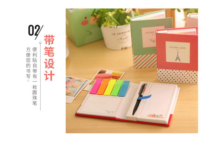 Creative Cute Hard Shell Notepad Fresh Style Set Sticky Note Memo Set Student Stationery with Pen Creative Cute Hard Shell Notepad Fresh Style Set Sticky Note Memo Set Student Stationery with Pen