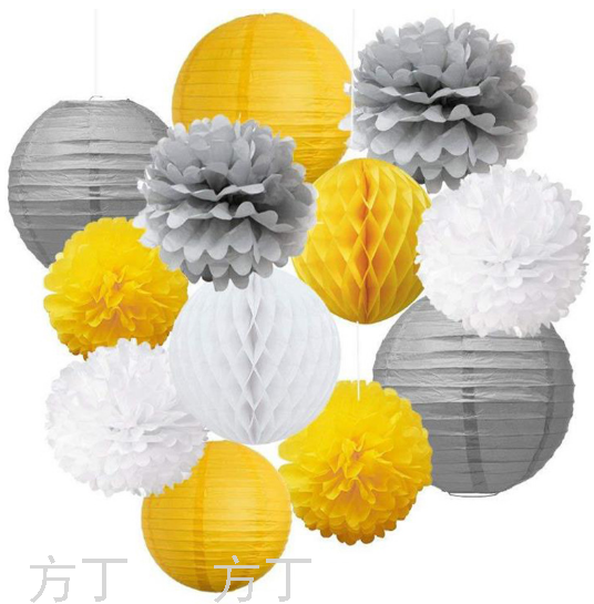 Birthday Party Decoration Set Birthday Background Decoration Supplies Floral Ball Honeycomb Ball Chinese Lantern