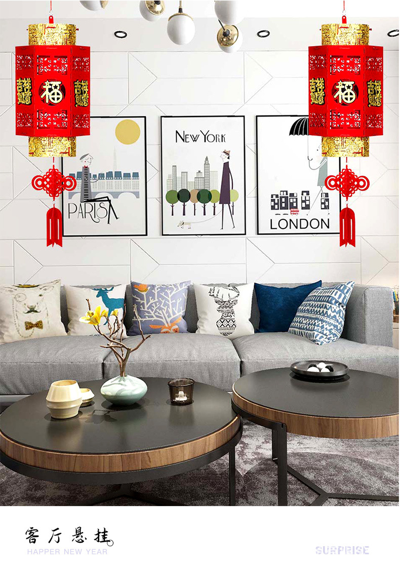 New Year Spring Festival and New Year's Day Indoor Decoration Balcony Chinese Style DIY Tiger Year Fu Character Small Red Lantern Ornaments New Year Spring Festival and New Year's Day Indoor Decoration Balcony Chinese Style DIY Tiger Year Fu Character Small Red Lantern Ornaments