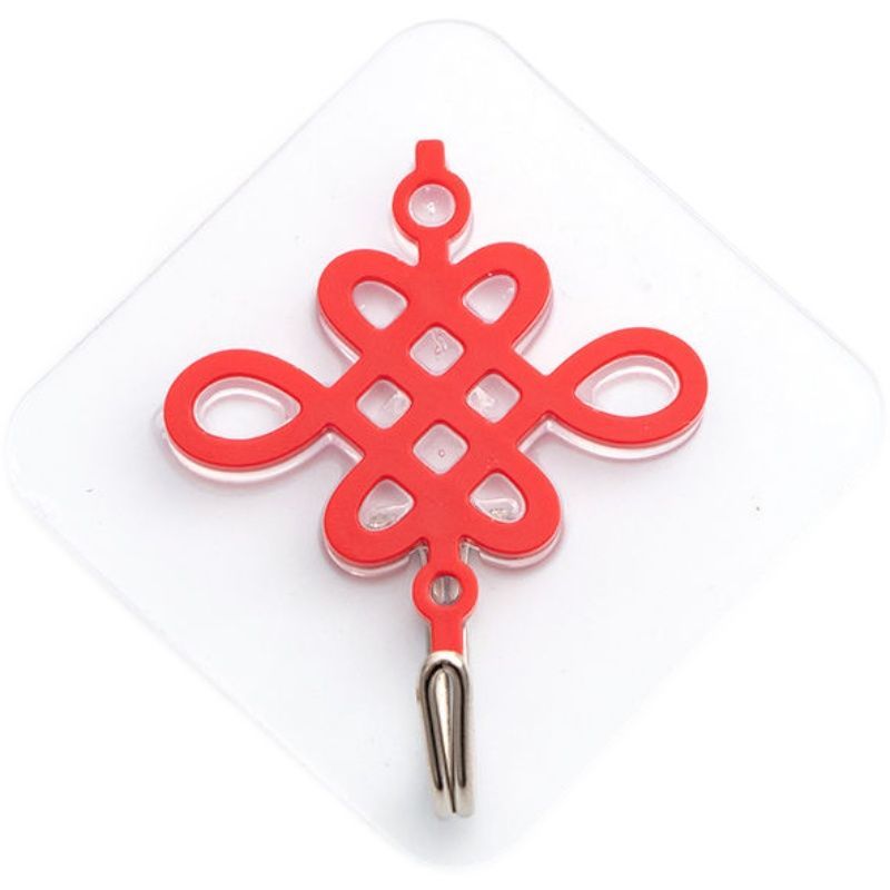 Strong Sticky Wall Hook Living Room Bedroom Seamless No-Punch Sticky Hook Red-Fu Character Chinese Knot Red Lantern Festive Sticky Hook