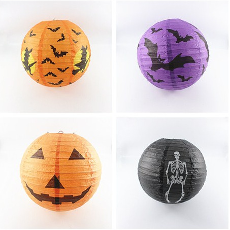 Halloween Pumpkin Lamp Chinese Lantern Pumpkin Bucket Skull Bat Ghost Skull GD Props Spider Dress Up Pendant