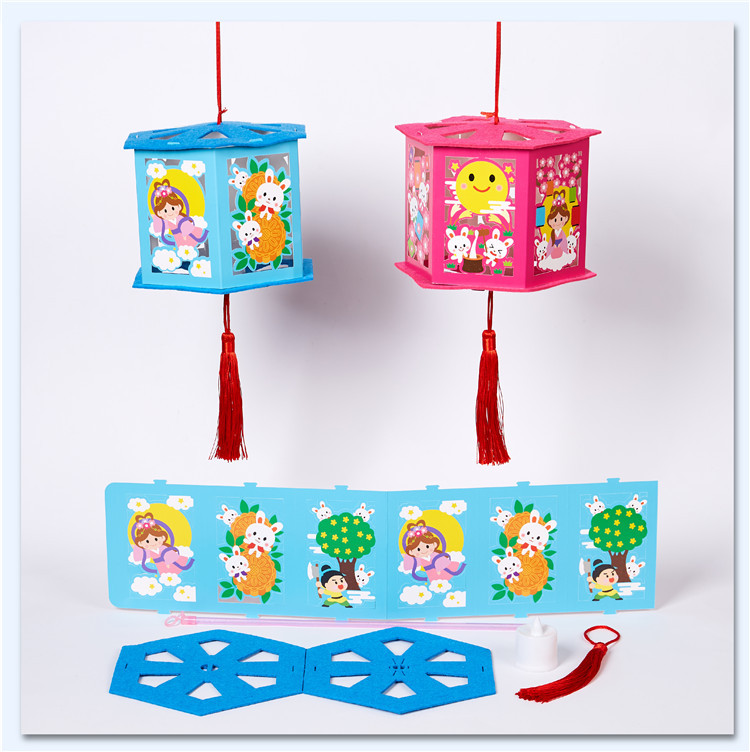 Mid-Autumn Festival Handmade DIY Chinese Lantern National Day Revolving Scenic Lantern Kindergarten Children Ingredients Portable Luminous Mid-Autumn Festival Handmade DIY Chinese Lantern National Day Revolving Scenic Lantern Kindergarten Children Ingredients Portable Luminous