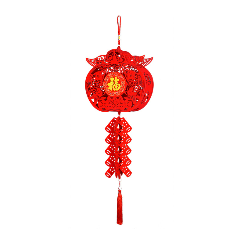 New Year Chinese New Year Felt Cloth Lantern Pendant Ornament Holiday Layout Non-Woven Fu Character Small Bell Pepper