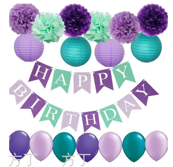 Amazon Mermaid Theme Birthday Pulling Banner Party Balloon Chinese Lantern Floral Ball Party Supplies Birthday Set