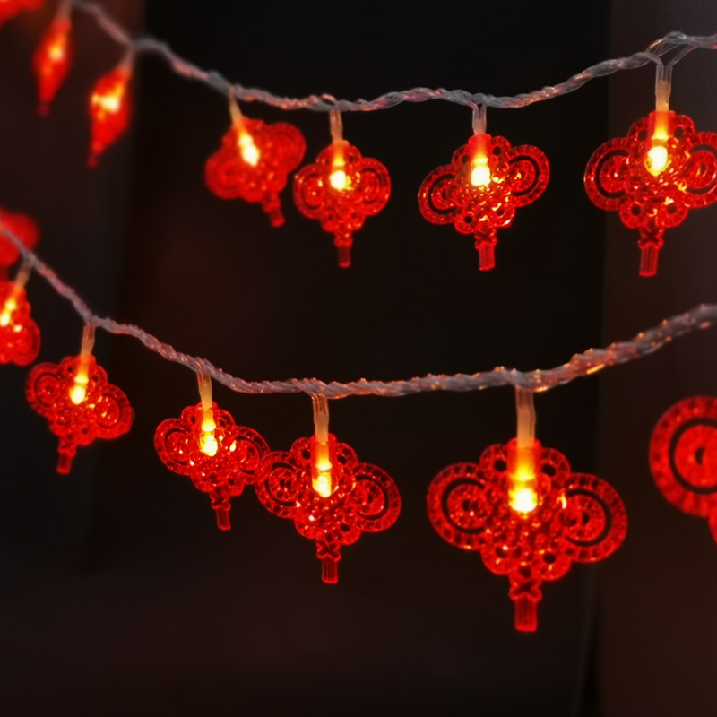 LED Lighting Chain Lantern Festival New Year Room Decoration Copper Wire Colored Light Starry Sky Chinese New Year Red Lantern Curtain Light