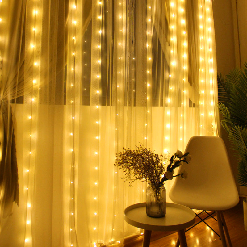 LED Lighting Chain Lantern Festival New Year Room Decoration Copper Wire Colored Light Starry Sky Chinese New Year Red Lantern Curtain Light