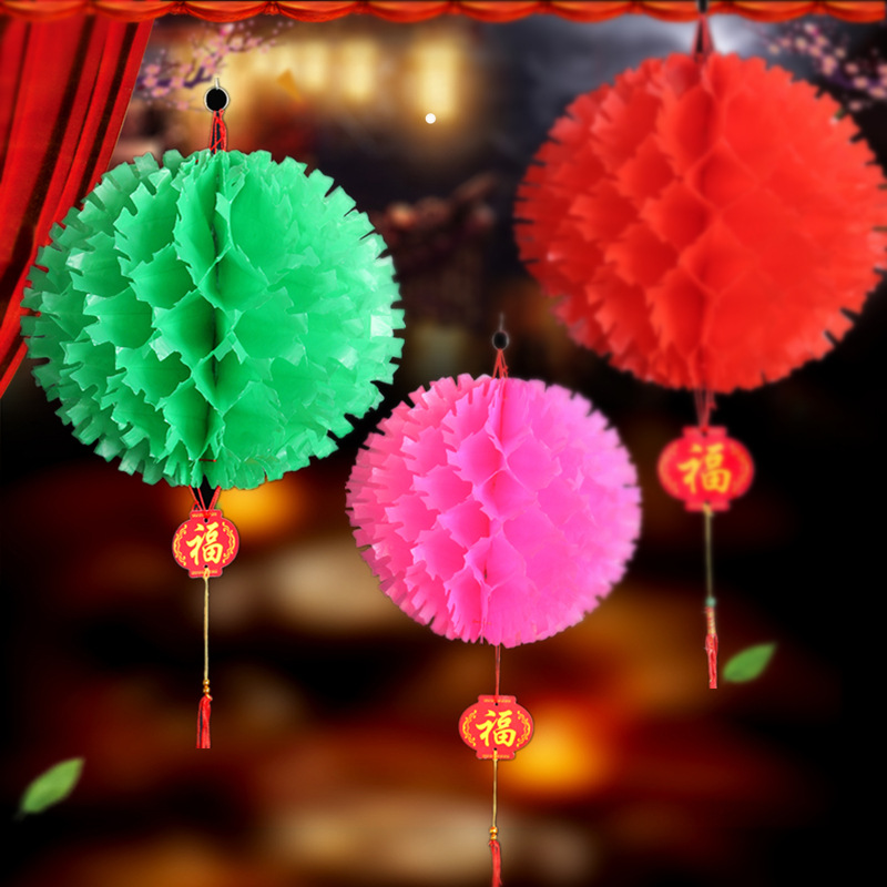 Chinese New Year Decoration Color Acanthosphere Chinese Lantern Plastic Hanging Ornament festival pendant