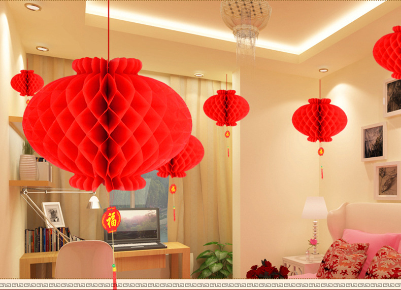 Folding round Honeycomb Lantern Red Wedding and Wedding Celebration Supplies Small Chinese Lantern Spring Festival