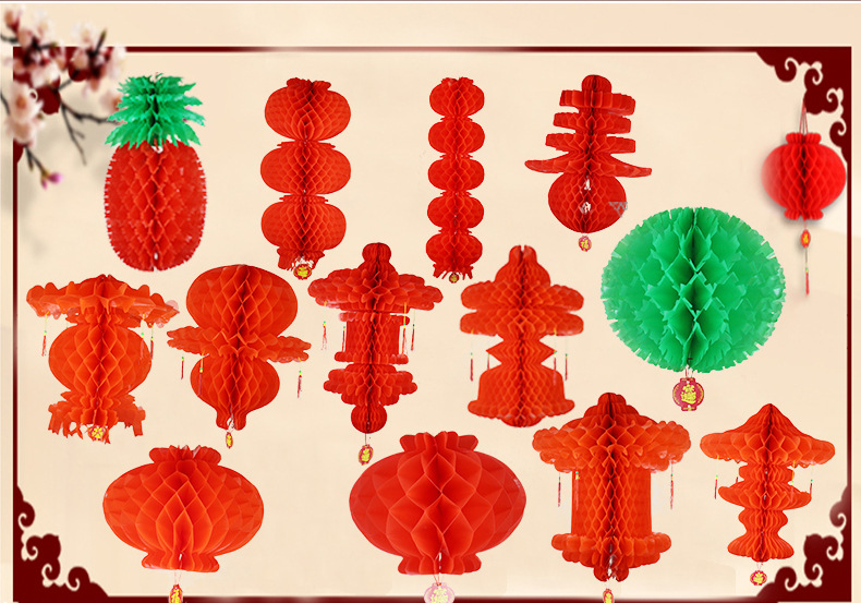 Folding round Honeycomb Lantern Red Wedding and Wedding Celebration Supplies Small Chinese Lantern Spring Festival