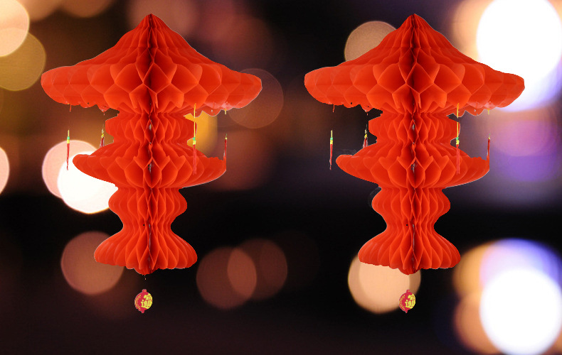 Folding round Honeycomb Lantern Red Wedding and Wedding Celebration Supplies Small Chinese Lantern Spring Festival