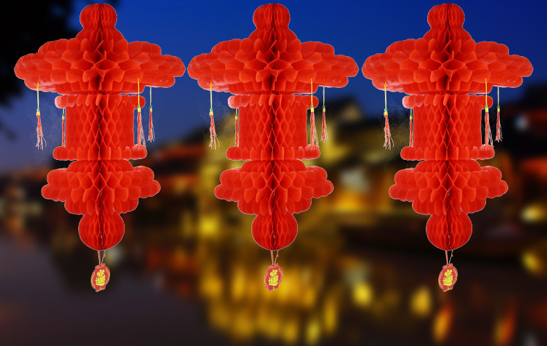 Folding round Honeycomb Lantern Red Wedding and Wedding Celebration Supplies Small Chinese Lantern Spring Festival