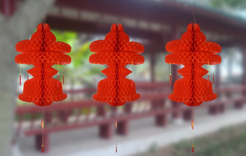 Folding round Honeycomb Lantern Red Wedding and Wedding Celebration Supplies Small Chinese Lantern Spring Festival